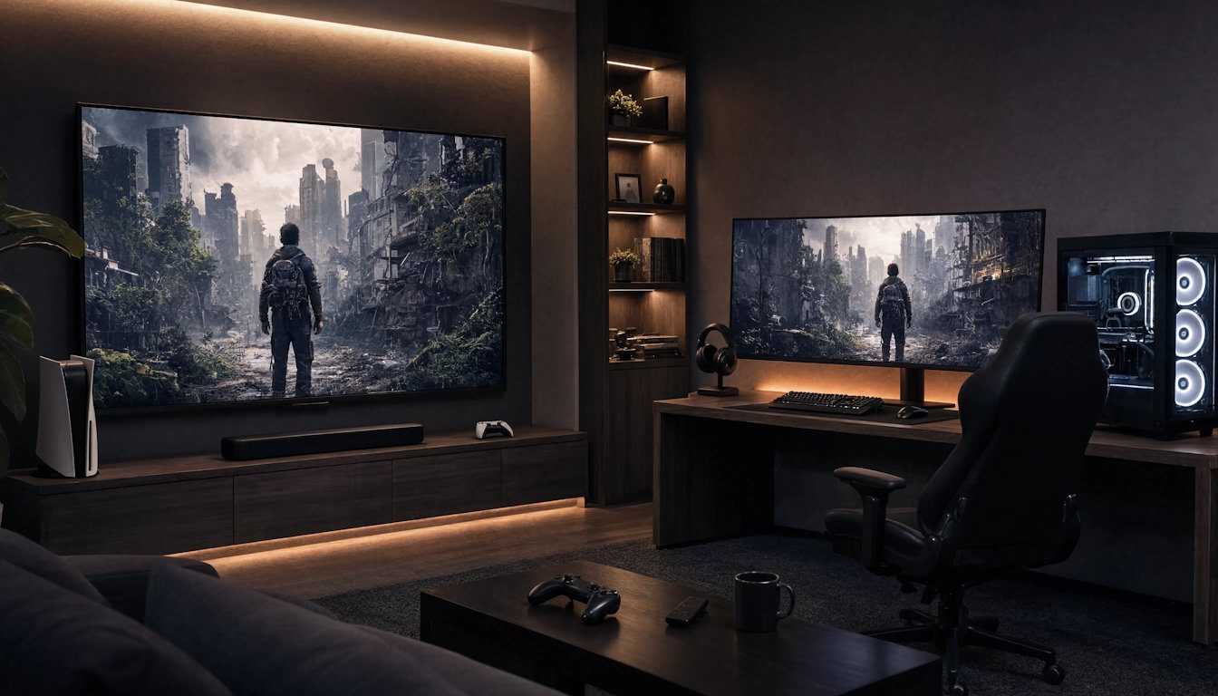 Comparatif visuel entre une configuration console et un PC gaming pour jouer à The Last of Us