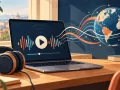 Illustration d’un ordinateur portable et d’un casque pour écouter les radios en direct sur internet